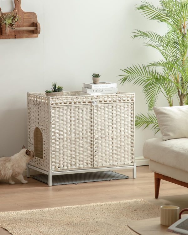 SETVSON Cat Litter Box Enclosure Rattan Furniture Large-1