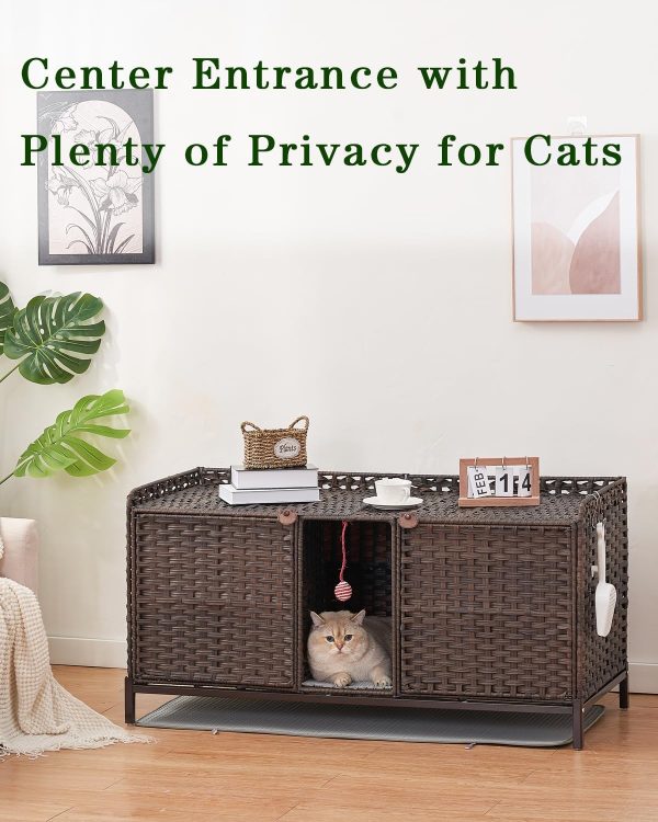 SETVSON Cat Litter Box Enclosure Rattan Furniture Large Size-6