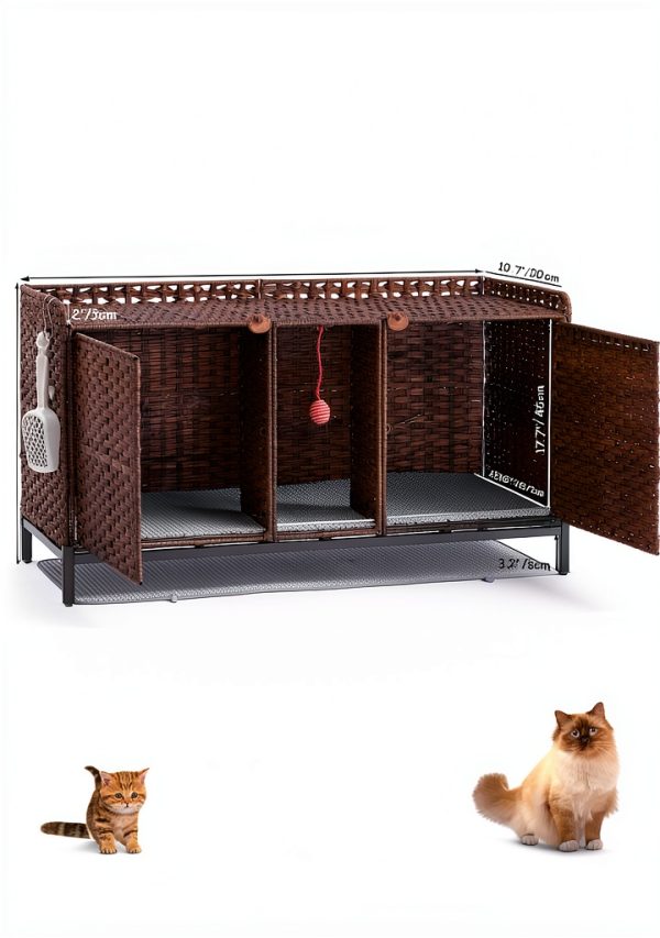 SETVSON Cat Litter Box Enclosure Rattan Furniture Large-4