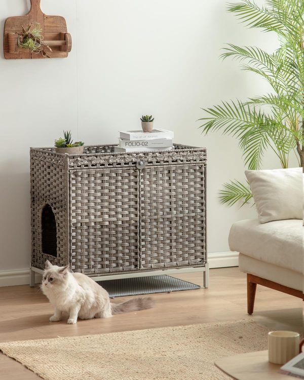 SETVSON Cat Litter Box Enclosure Rattan Furniture Large-1