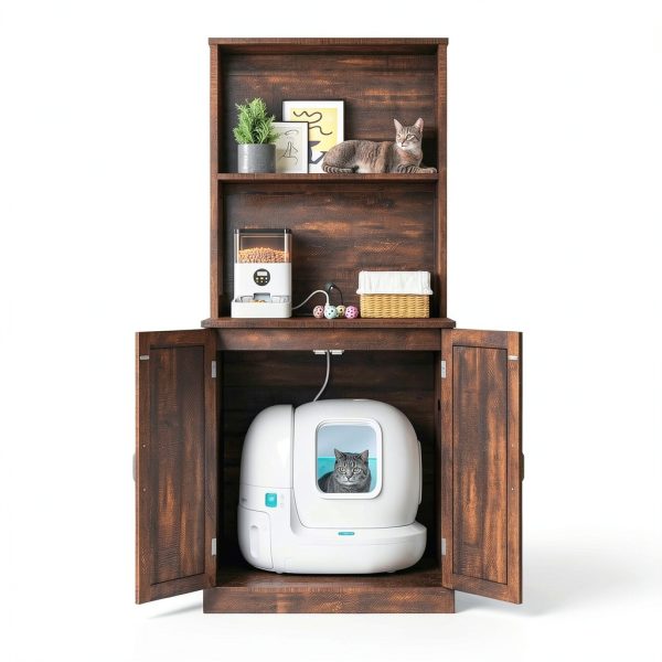 DWVO Cat Litter Box Enclosure Furniture with Charging-5