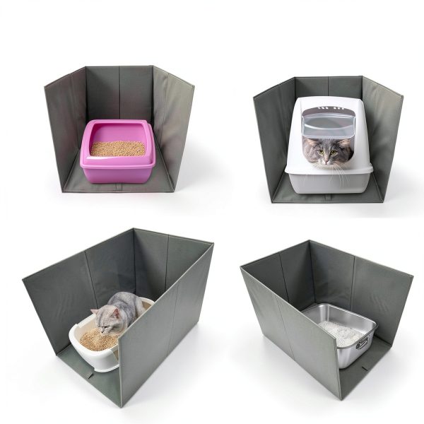 Bhyhok Cat Litter Box Enclosure Splash Guard Oxford PVC-5