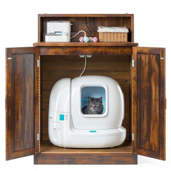 DWVO Cat Litter Box Enclosure Furniture with Charging-6