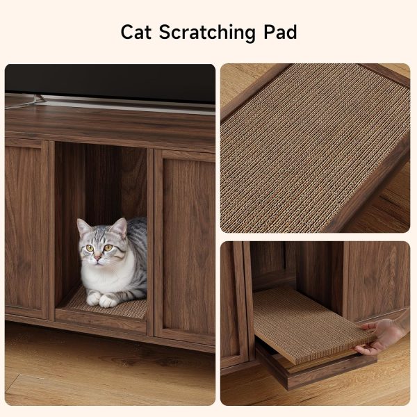ONBRILL Cat Litter Box Enclosure Double Room Wooden-6