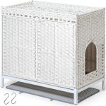 SETVSON Cat Litter Box Enclosure Rattan Furniture Large-0