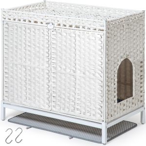 SETVSON Cat Litter Box Enclosure Rattan Furniture Large-0