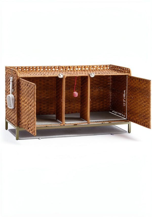 SETVSON Cat Litter Box Enclosure Rattan Furniture Large-4