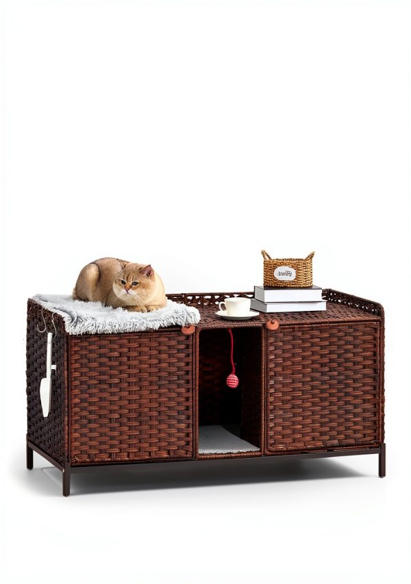 SETVSON Cat Litter Box Enclosure Rattan Furniture Large-1