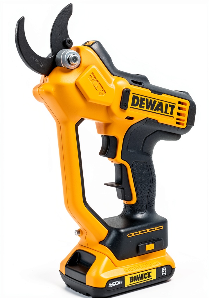 DEWALT electric pruning shears in use on garden branches