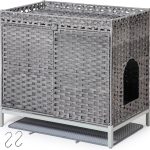 SETVSON Cat Litter Box Enclosure Rattan Furniture Large-0