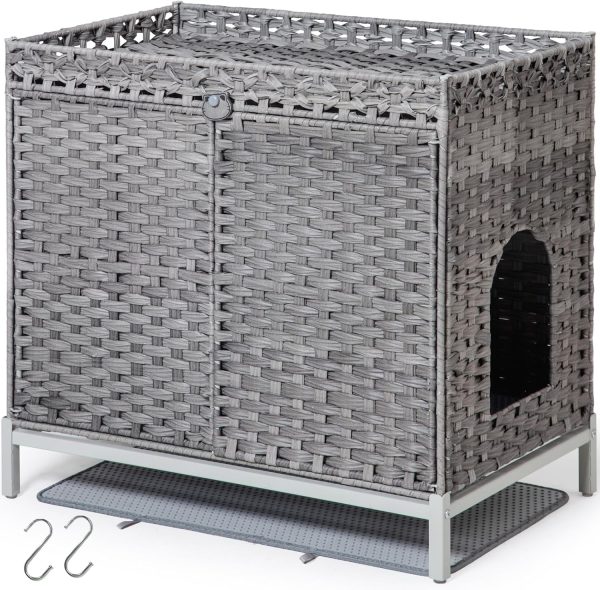 SETVSON Cat Litter Box Enclosure Rattan Furniture Large-0