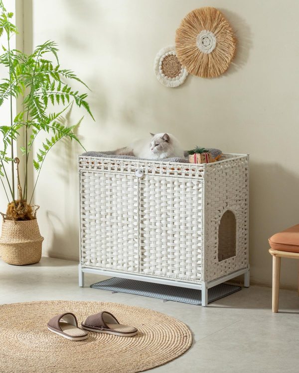 SETVSON Cat Litter Box Enclosure Rattan Furniture Large-5