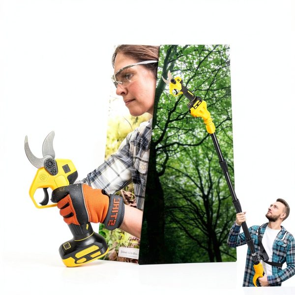LEZZYRUCK Electric Pruning Shears Yellow Bypass Aluminum-1