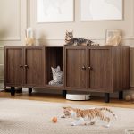 ONBRILL Cat Litter Box Enclosure Double Room Wooden-0