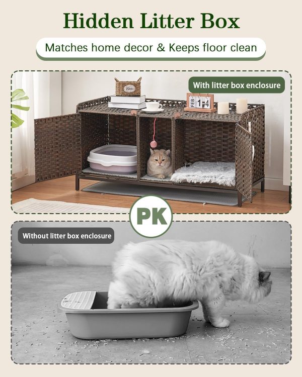 SETVSON Cat Litter Box Enclosure Rattan Furniture Large Size-3