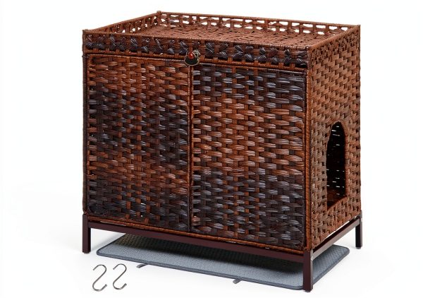 SETVSON Cat Litter Box Enclosure Rattan Furniture Large Size-0