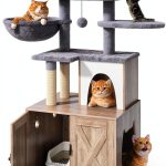 HavenlyYouth Cat Litter Box Enclosure Multi-Level Cat Tree-0