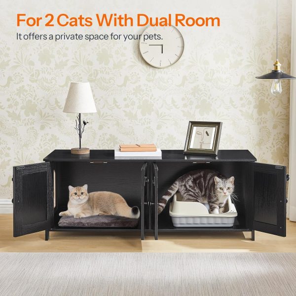 HOOBRO Dual Litter Box Enclosure Furniture Multi Cat Home-2