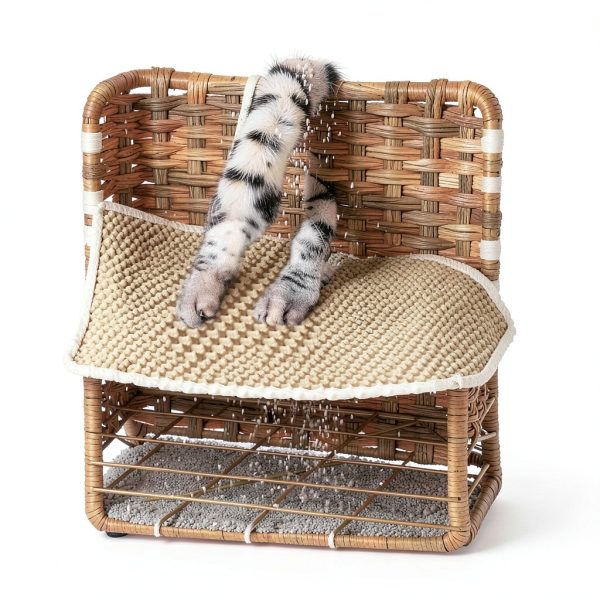 Honiakaka Cat Litter Box Enclosure Natural Rattan-4