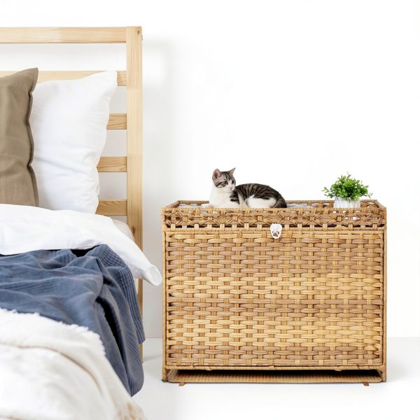Honiakaka Cat Litter Box Enclosure Natural Rattan-2