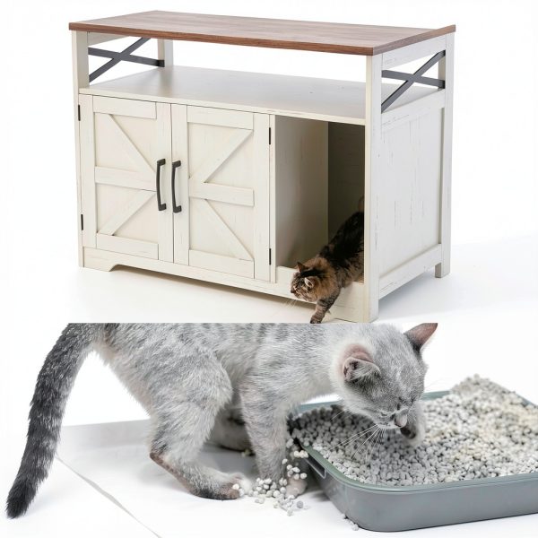Cat Litter Box Enclosure Halitaa Black Metal-6