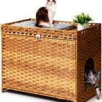 Honiakaka Cat Litter Box Enclosure Natural Rattan-0