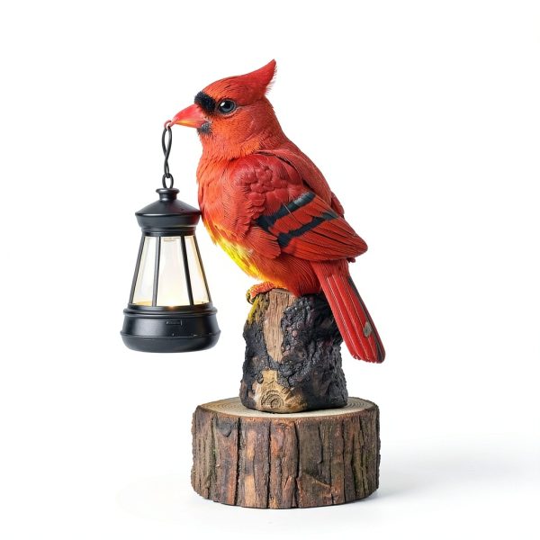 Suzile Cardinal Garden Statue Solar Lantern 6.3in Outdoor Light-3