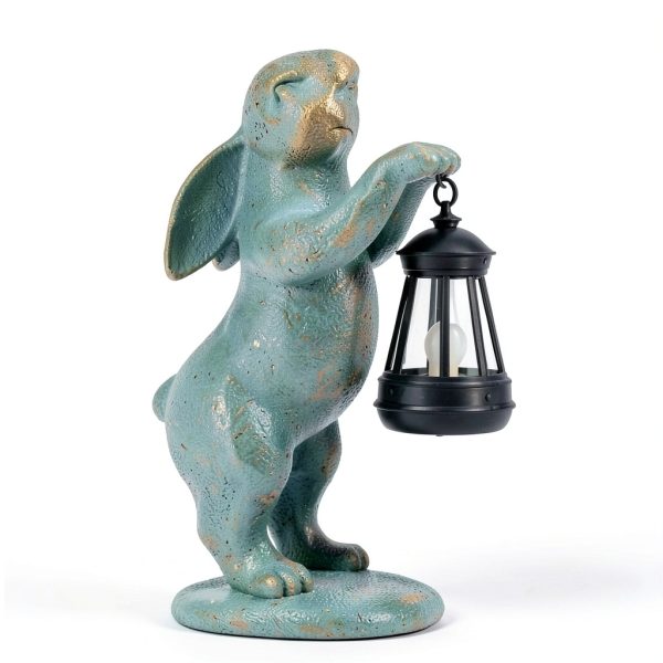 Garden Statues Rabbit with Solar Lantern MININOVA Figurine MOS005A-BR-3