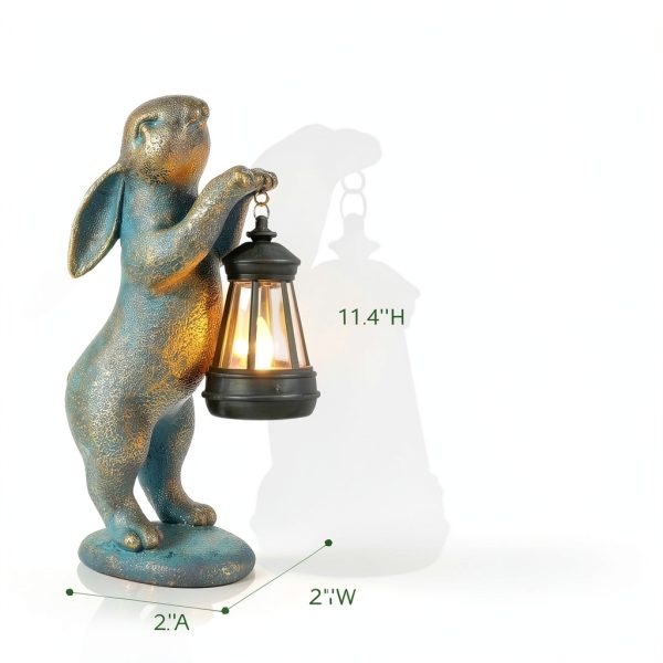 Garden Statues Rabbit with Solar Lantern MININOVA Figurine MOS005A-BR-1