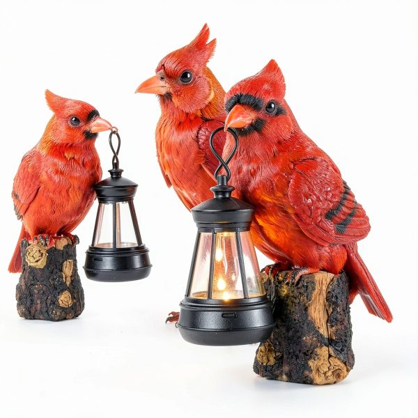 Suzile Cardinal Garden Statue Solar Lantern 6.3in Outdoor Light-1