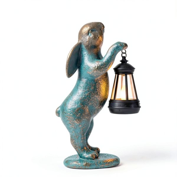 Garden Statues Rabbit with Solar Lantern MININOVA Figurine MOS005A-BR-5