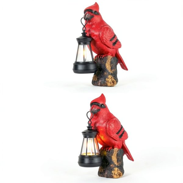 Suzile Cardinal Garden Statue Solar Lantern 6.3in Outdoor Light-4