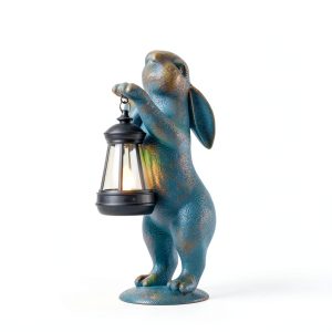 Garden Statues Rabbit with Solar Lantern MININOVA Figurine MOS005A-BR-0