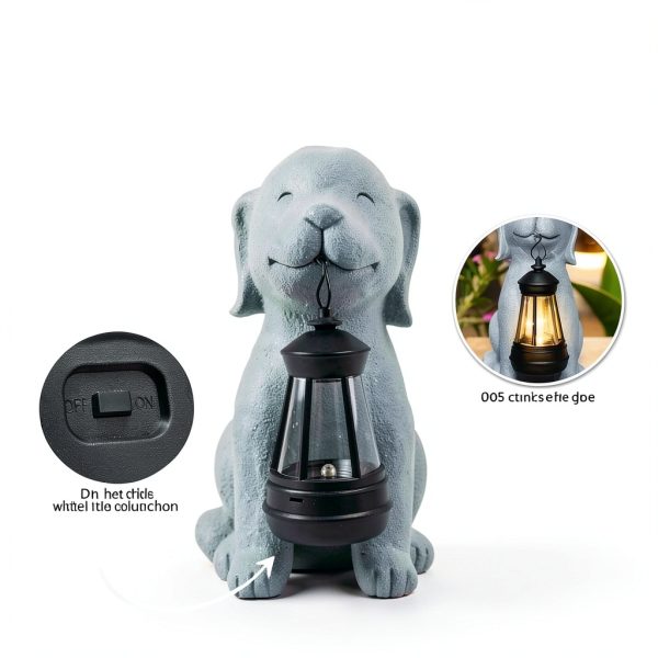 Dog Solar Garden Statue with Lantern – Outdoor Patio & Yard Decor – Figurine for Dogs – Gift for Mom, Grandma, Dog Lovers, Housewarming Present-3